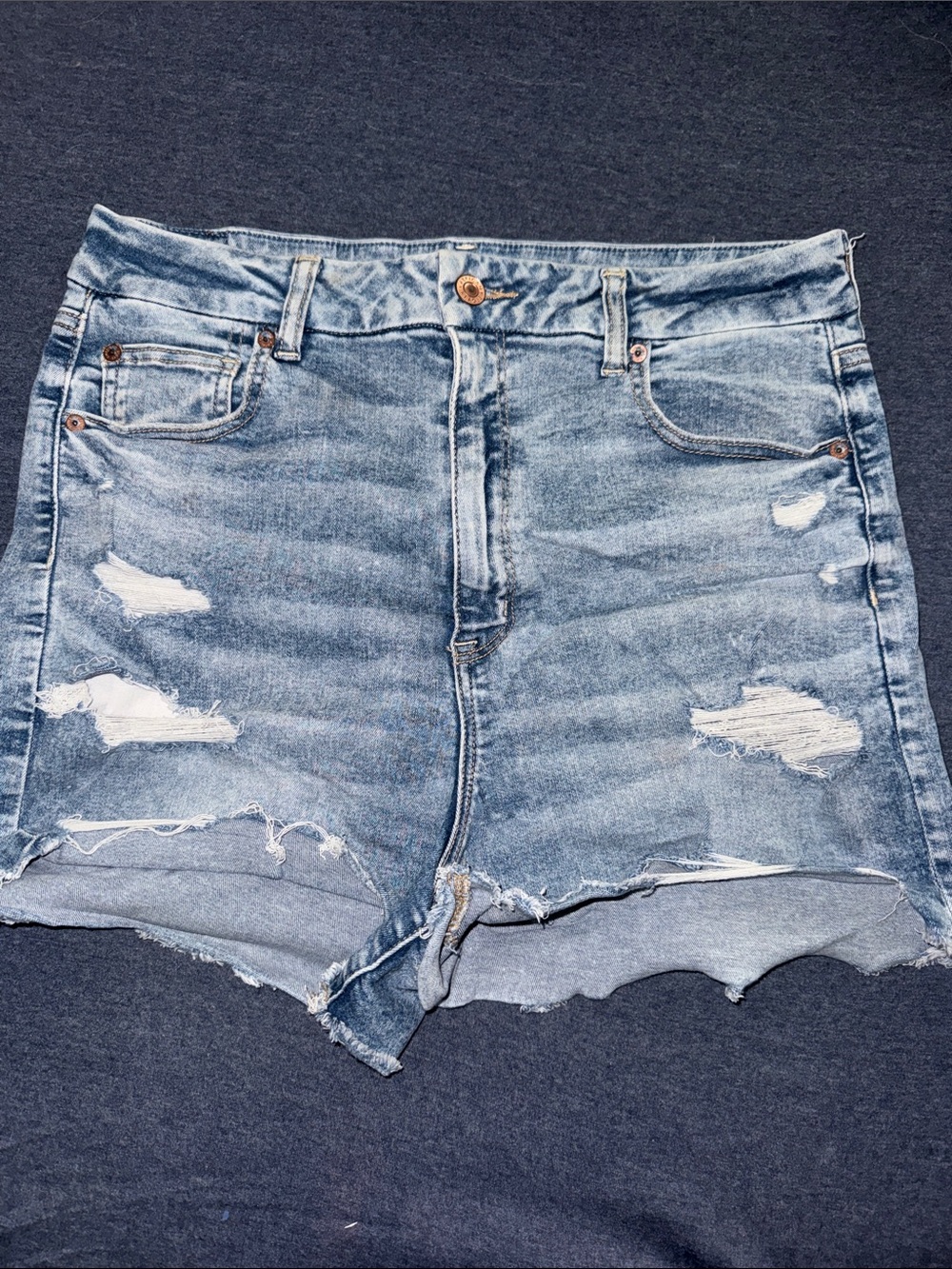 American Eagle Outfitters Light Blue Distressed Denim Shorts